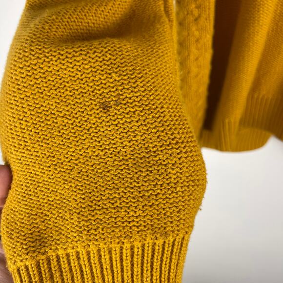 Talbots Wool Cashmere Mustard Yellow Full Zip Cable Knit Cardigan Women's 2X - Picture 6 of 9